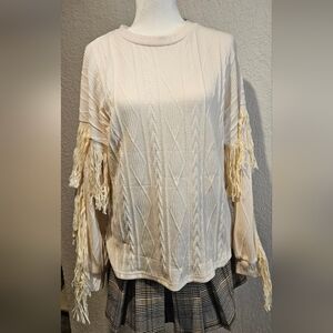 Grace & Emma Cream Fringe Sweatshirt